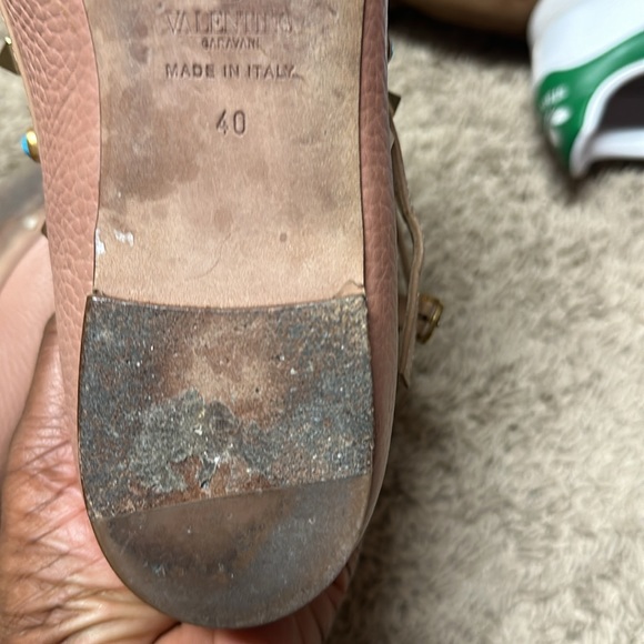 Valentino Beige Leather T Strap Rockstud Ballet Flats Size 40 - Picture 7 of 8